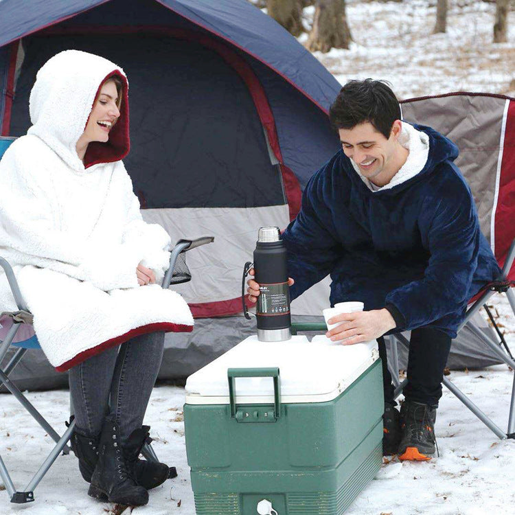 着る毛布 フード付き ブランケット - 極暖フリース ルームウェア